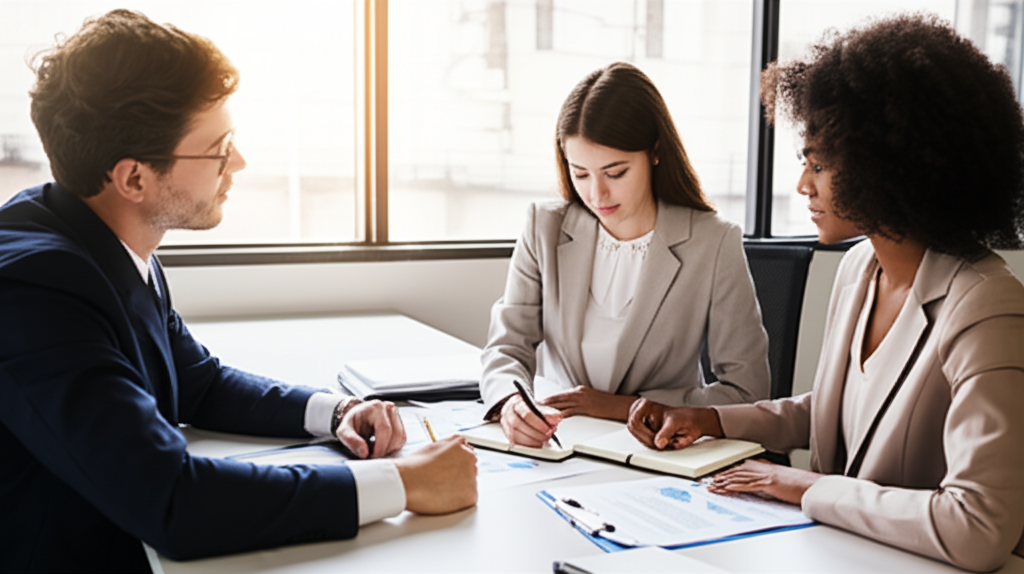 Interns working with mentors in a professional legal setting